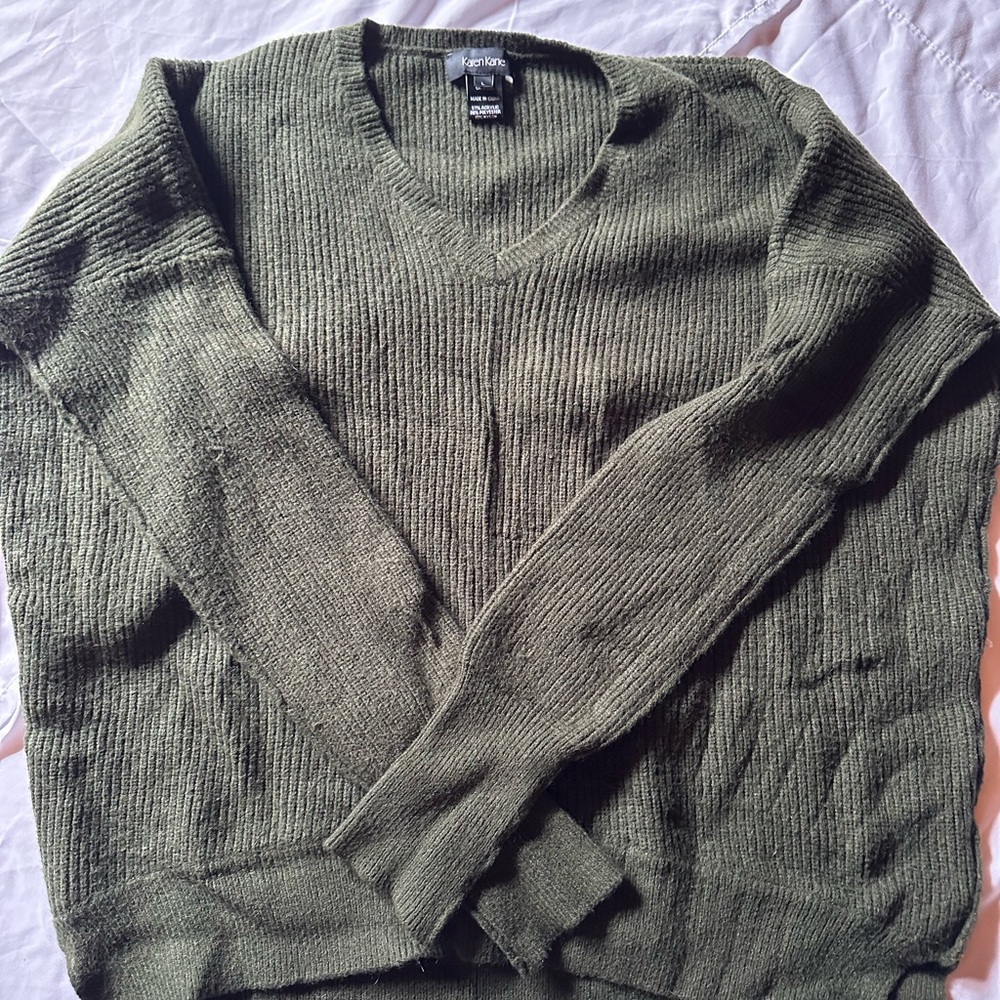 Green V-Neck Sweater